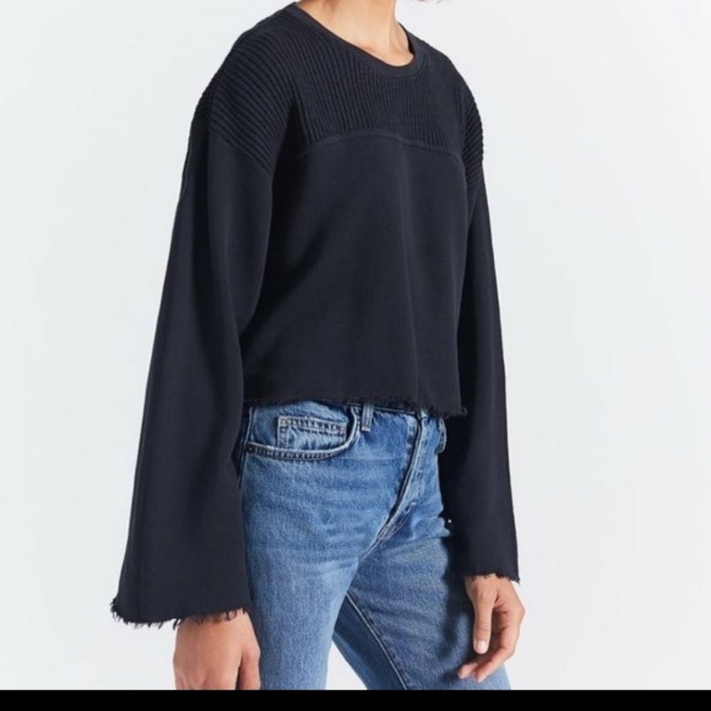 Current/elliot cropped distressed sweatshirt - image 1